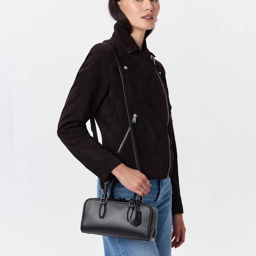 Quince Italian Leather Mini Bowler Crossbody Satchel - Picture 2 of 7